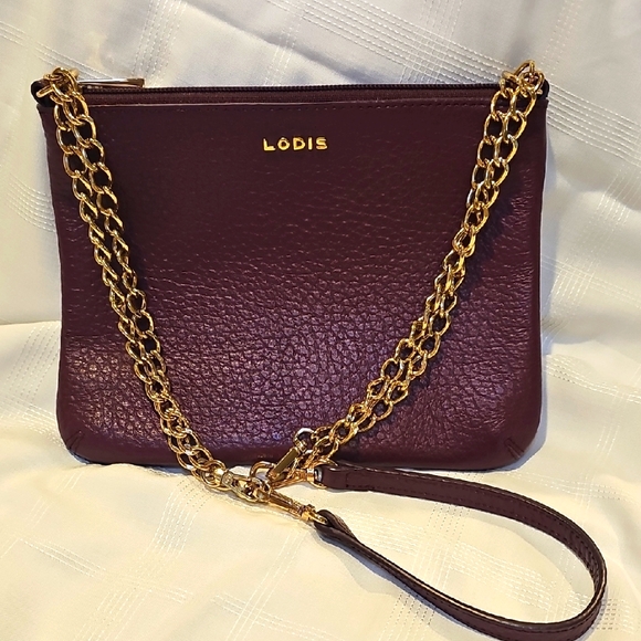 Lodis Handbags - Lodis Deep Plum Convertable Clutch Multi Functional Chain And Leather Strap